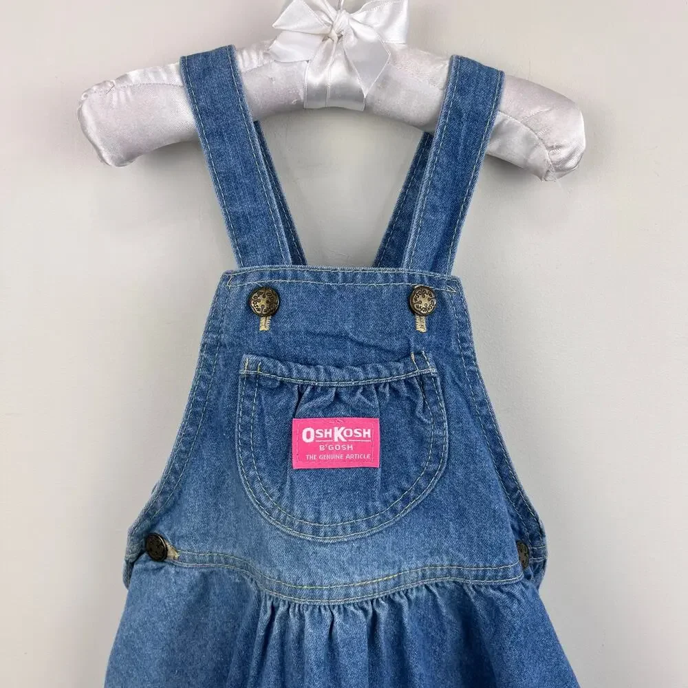 Vintage OshKosh B'gosh Blue Jean Jumper Skirtall 5T USA